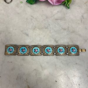 vintage sterling silver floral flower bracelet